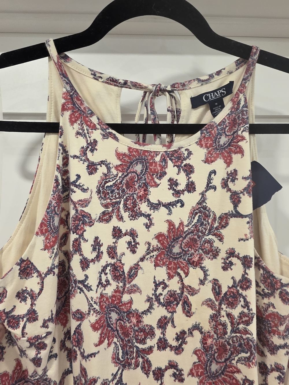 Chaps Sleeveless Cream Floral Maxi Dress - Picture 2 of 4